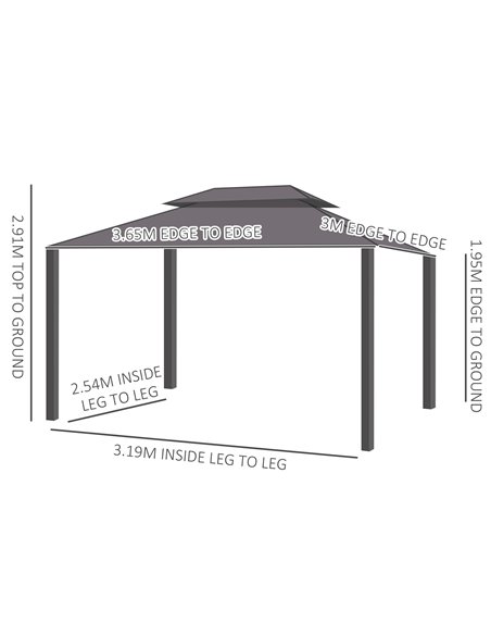 Outsunny 3.65 x 3m Aluminium Hardtop Gazebo, with Accessories - Brown 84C-204V02BN - pic 52616 | FastDaddyshop