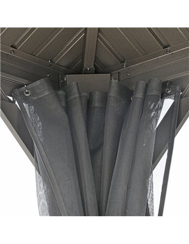 Outsunny 3.65 x 3m Aluminium Hardtop Gazebo, with Accessories - Brown 84C-204V02BN