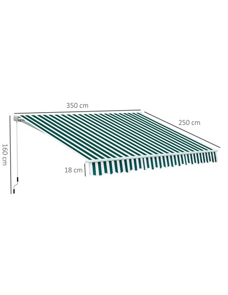 HOMCOM 3.5 x 2.5m Garden Patio Manual Awning Canopy Sun Shade Shelter with New Winding Handle - Green/ White 100110-006GW - pic 52625 | FastDaddyshop