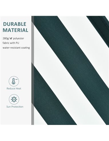 HOMCOM 3.5 x 2.5m Garden Patio Manual Awning Canopy Sun Shade Shelter with New Winding Handle - Green/ White 100110-006GW