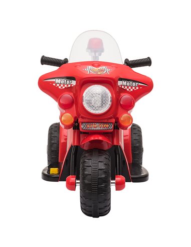 HOMCOM Kids 6V Electric Ride On Motorcycle 3 Wheel Vehicle Lights Music Horn Storage Box Outdoor Toy for 18 - 36 Months Red