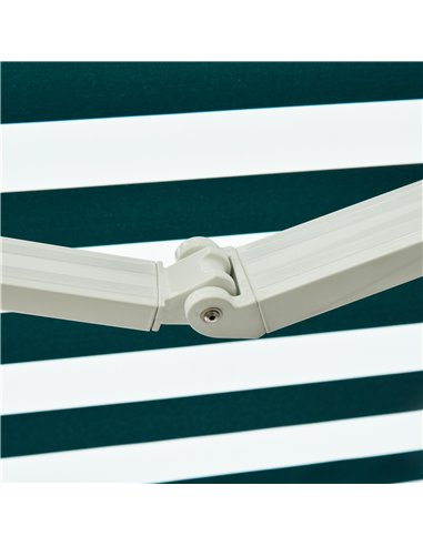 HOMCOM 3.5 x 2.5m Garden Patio Manual Awning Canopy Sun Shade Shelter with New Winding Handle - Green/ White 100110-006GW