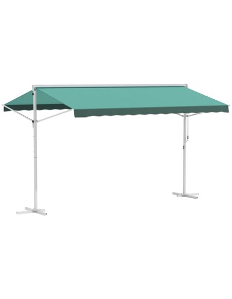 Outsunny 2 Side Manual Awning Garden Adjustable Canopy, Green and White 840-145GN - pic 52632 | FastDaddyshop