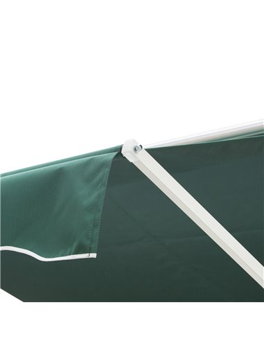 Outsunny 2 Side Manual Awning Garden Adjustable Canopy Free Standing Awning Shelter, 300 x 300 cm, Green and White 840-145GN
