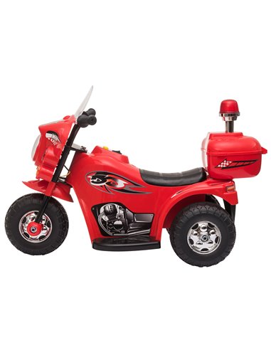 HOMCOM Kids 6V Electric Ride On Motorcycle 3 Wheel Vehicle Lights Music Horn Storage Box Outdoor Toy for 18 - 36 Months Red
