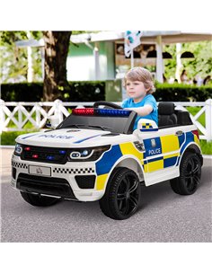 Homcom 3+ Kids Electric Ride On Police Car 12V with Parental Remote Control, Siren, Flashing Lights, White 2