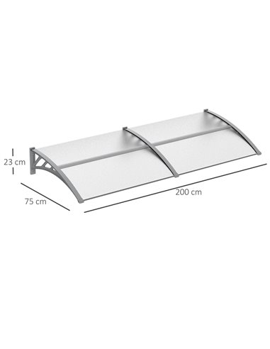 Outsunny Door Canopy Awning Outdoor Window Rain Shelter Cover for Front/Back Door Porch Clear 200 x 75cm B70-051