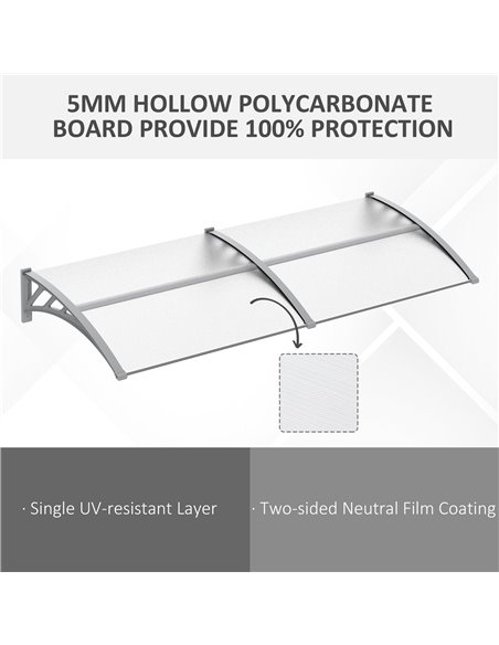 Outsunny Door Canopy Awning Outdoor Window Rain Shelter Cover for Front/Back Door Porch Clear 200 x 75cm B70-051 - pic 52671 | FastDaddyshop