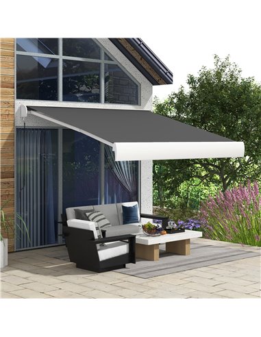 Outsunny 3 x 2.5m Electric Retractable Awning with Remote Controller, Aluminium Frame Sun Canopies for Patio Door Window 840-255