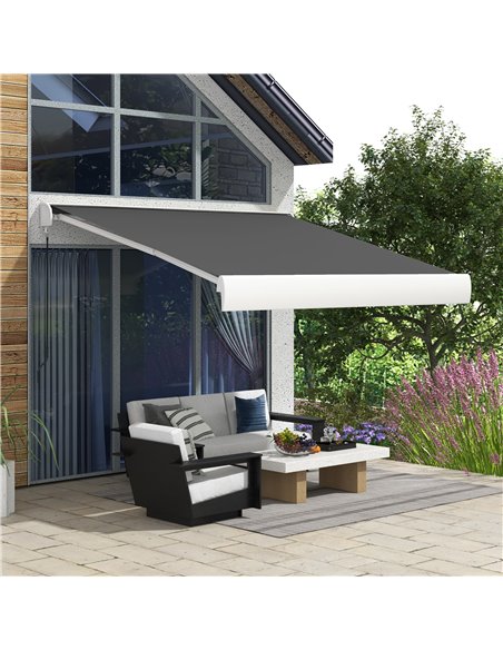 Outsunny 3 x 2.5m Electric Retractable Awning with Remote Controller, Aluminium Frame Sun Canopies for Patio Door Window 840-255 - pic 52696 | FastDaddyshop