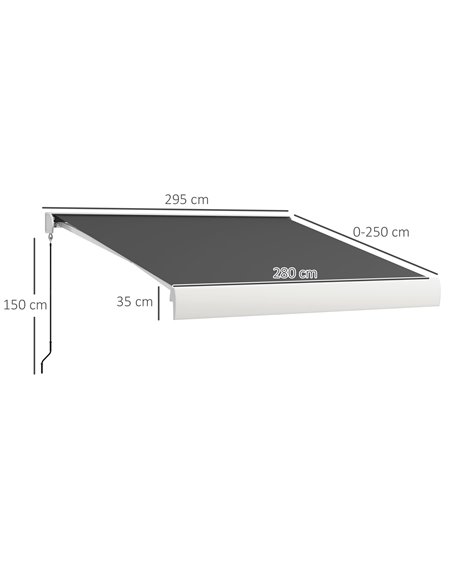 Outsunny 3 x 2.5m Electric Retractable Awning with Remote Controller, Aluminium Frame Sun Canopies for Patio Door Window 840-255 - pic 52697 | FastDaddyshop