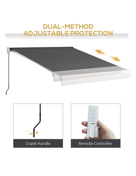 Outsunny 3 x 2.5m Electric Retractable Awning with Remote Controller, Aluminium Frame Sun Canopies for Patio Door Window 840-255 - pic 52698 | FastDaddyshop