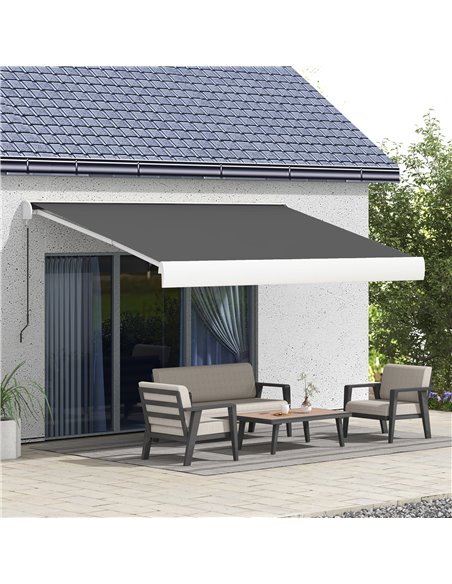 Outsunny 4 x 3(m) Electric Retractable Awning with Remote Controller, Aluminium Frame Sun Canopies for Patio Door Window 840-255 - pic 52705 | FastDaddyshop