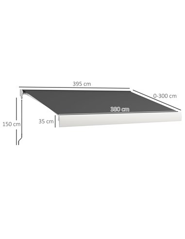Outsunny 4 x 3(m) Electric Retractable Awning with Remote Controller, Aluminium Frame Sun Canopies for Patio Door Window 840-255