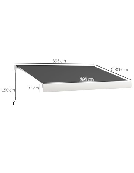 Outsunny 4 x 3(m) Electric Retractable Awning with Remote Controller, Aluminium Frame Sun Canopies for Patio Door Window 840-255 - pic 52706 | FastDaddyshop