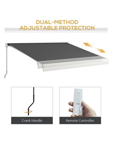 Outsunny 4 x 3(m) Electric Retractable Awning with Remote Controller, Aluminium Frame Sun Canopies for Patio Door Window 840-255
