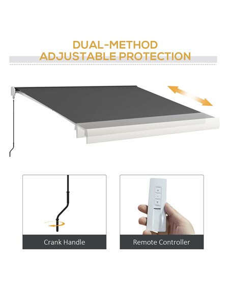 Outsunny 4 x 3(m) Electric Retractable Awning with Remote Controller, Aluminium Frame Sun Canopies for Patio Door Window 840-255 - pic 52707 | FastDaddyshop
