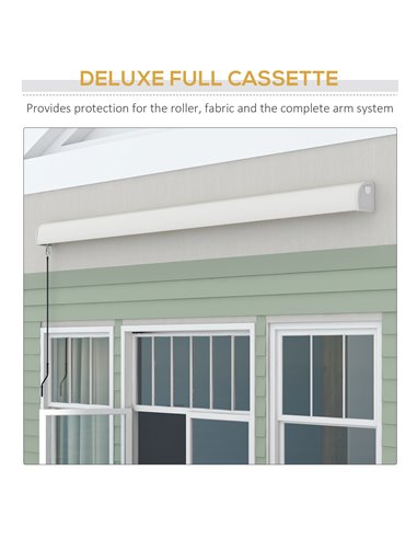 Outsunny 4 x 3(m) Electric Retractable Awning with Remote Controller, Aluminium Frame Sun Canopies for Patio Door Window 840-255