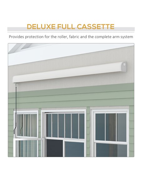 Outsunny 4 x 3(m) Electric Retractable Awning with Remote Controller, Aluminium Frame Sun Canopies for Patio Door Window 840-255 - pic 52708 | FastDaddyshop
