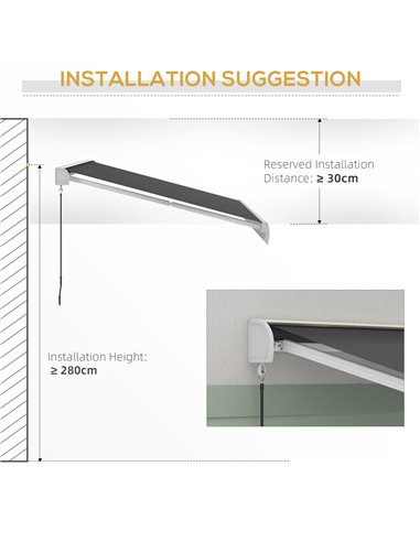 Outsunny 4 x 3(m) Electric Retractable Awning with Remote Controller, Aluminium Frame Sun Canopies for Patio Door Window 840-255