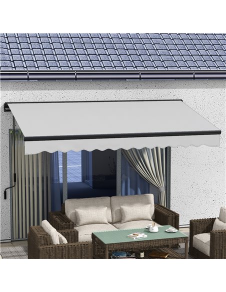 Outsunny 3.5 x 2.5m Aluminium Frame Electric Awning, Light Grey 840-263V70LG - pic 52714 | FastDaddyshop
