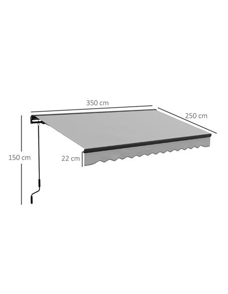 Outsunny 3.5 x 2.5m Aluminium Frame Electric Awning, Retractable Awning Sun Canopies for Patio Door Window, Light Grey 840-263V7 - pic 52715 | FastDaddyshop