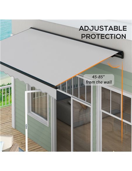 Outsunny 3.5 x 2.5m Aluminium Frame Electric Awning, Retractable Awning Sun Canopies for Patio Door Window, Light Grey 840-263V7 - pic 52717 | FastDaddyshop