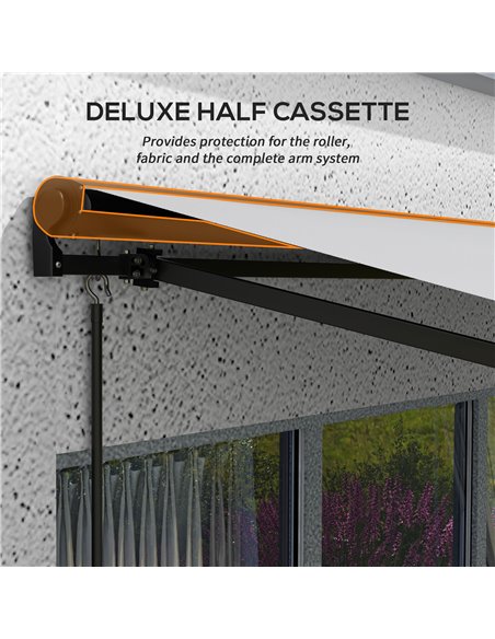 Outsunny 3.5 x 2.5m Aluminium Frame Electric Awning, Retractable Awning Sun Canopies for Patio Door Window, Light Grey 840-263V7 - pic 52719 | FastDaddyshop
