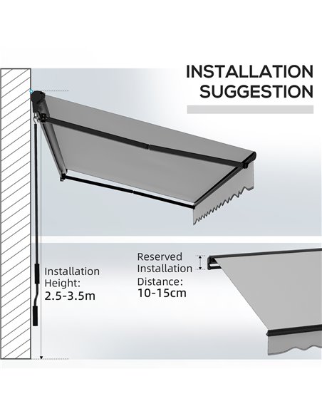 Outsunny 3.5 x 2.5m Aluminium Frame Electric Awning, Retractable Awning Sun Canopies for Patio Door Window, Light Grey 840-263V7 - pic 52720 | FastDaddyshop