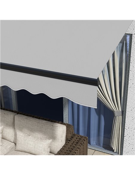 Outsunny 3.5 x 2.5m Aluminium Frame Electric Awning, Retractable Awning Sun Canopies for Patio Door Window, Light Grey 840-263V7 - pic 52721 | FastDaddyshop
