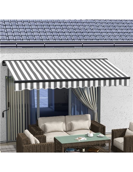 Outsunny 3.5 x 2.5m Aluminium Frame Electric Awning, Retractable Awning Sun Canopies for Patio Door Window, Grey and White 840-2 - pic 52723 | FastDaddyshop