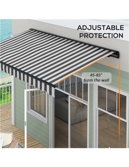 Outsunny 3.5 x 2.5m Aluminium Frame Electric Awning, Retractable Awning Sun Canopies for Patio Door Window, Grey and White 840-2 - pic 52726 | FastDaddyshop