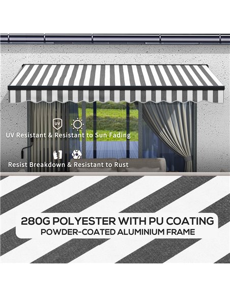 Outsunny 3.5 x 2.5m Aluminium Frame Electric Awning, Retractable Awning Sun Canopies for Patio Door Window, Grey and White 840-2 - pic 52727 | FastDaddyshop