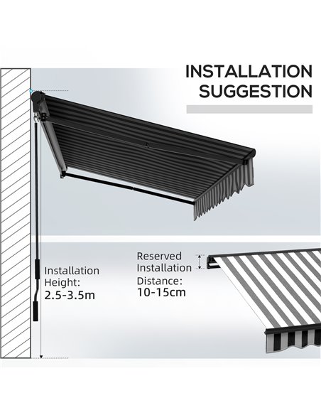 Outsunny 3.5 x 2.5m Aluminium Frame Electric Awning, Retractable Awning Sun Canopies for Patio Door Window, Grey and White 840-2 - pic 52729 | FastDaddyshop