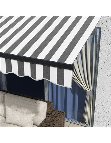 Outsunny 3.5 x 2.5m Aluminium Frame Electric Awning, Retractable Awning Sun Canopies for Patio Door Window, Grey and White 840-2