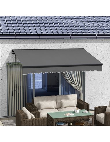 Outsunny 3 x 2m Aluminium Frame Electric Awning, Retractable Awning Sun Canopies for Patio Door Window, Dark Grey 840-263V72CG