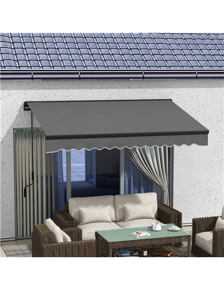 Outsunny 3 x 2m Aluminium Frame Electric Awning, Retractable Awning Sun Canopies for Patio Door Window, Dark Grey 840-263V72CG - pic 52732 | FastDaddyshop