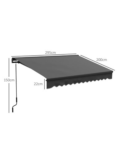 Outsunny 3 x 2m Aluminium Frame Electric Awning, Retractable Awning Sun Canopies for Patio Door Window, Dark Grey 840-263V72CG