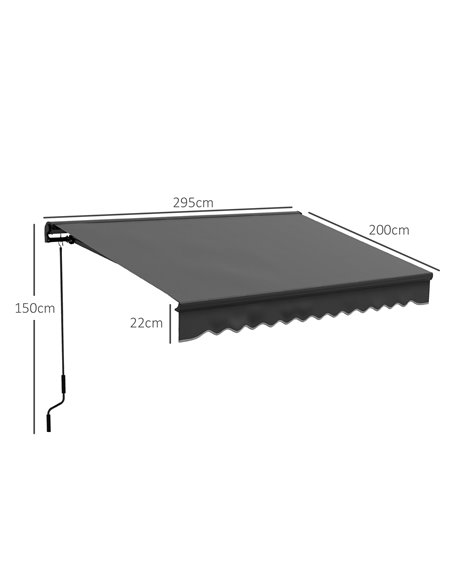 Outsunny 3 x 2m Aluminium Frame Electric Awning, Retractable Awning Sun Canopies for Patio Door Window, Dark Grey 840-263V72CG - pic 52733 | FastDaddyshop