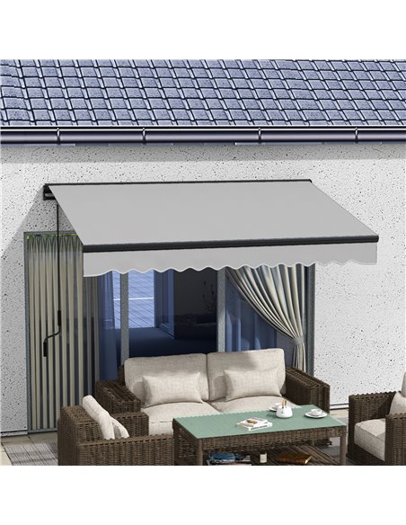 Outsunny 3 x 2m Aluminium Frame Electric Awning, Retractable Awning Sun Canopies for Patio Door Window, Light Grey 840-263V72LG - pic 52741 | FastDaddyshop