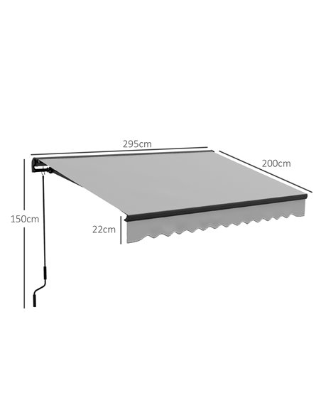 Outsunny 3 x 2m Aluminium Frame Electric Awning, Retractable Awning Sun Canopies for Patio Door Window, Light Grey 840-263V72LG - pic 52742 | FastDaddyshop