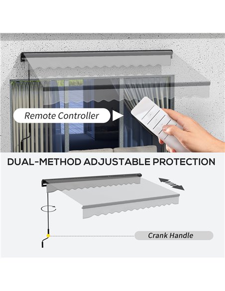 Outsunny 3 x 2m Aluminium Frame Electric Awning, Retractable Awning Sun Canopies for Patio Door Window, Light Grey 840-263V72LG - pic 52743 | FastDaddyshop