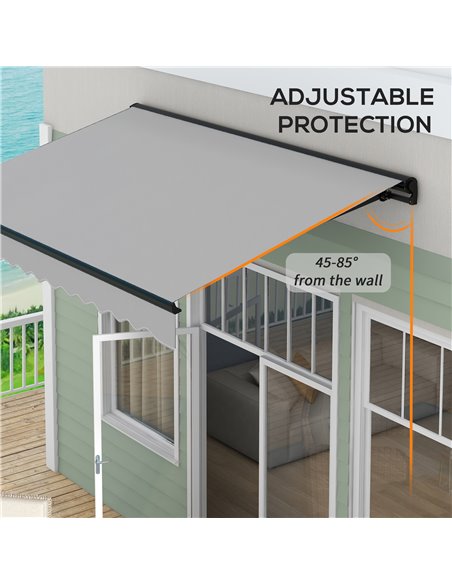 Outsunny 3 x 2m Aluminium Frame Electric Awning, Retractable Awning Sun Canopies for Patio Door Window, Light Grey 840-263V72LG - pic 52744 | FastDaddyshop