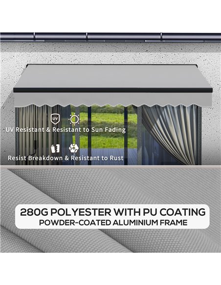 Outsunny 3 x 2m Aluminium Frame Electric Awning, Retractable Awning Sun Canopies for Patio Door Window, Light Grey 840-263V72LG - pic 52745 | FastDaddyshop