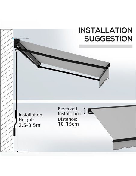Outsunny 3 x 2m Aluminium Frame Electric Awning, Retractable Awning Sun Canopies for Patio Door Window, Light Grey 840-263V72LG - pic 52747 | FastDaddyshop