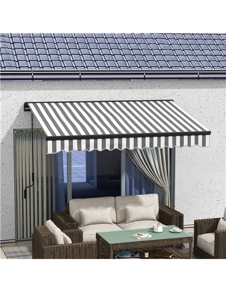 Outsunny 3 x 2m Aluminium Frame Electric Awning, Retractable Awning Sun Canopies for Patio Door Window, Grey and White 840-263V7 - pic 52750 | FastDaddyshop