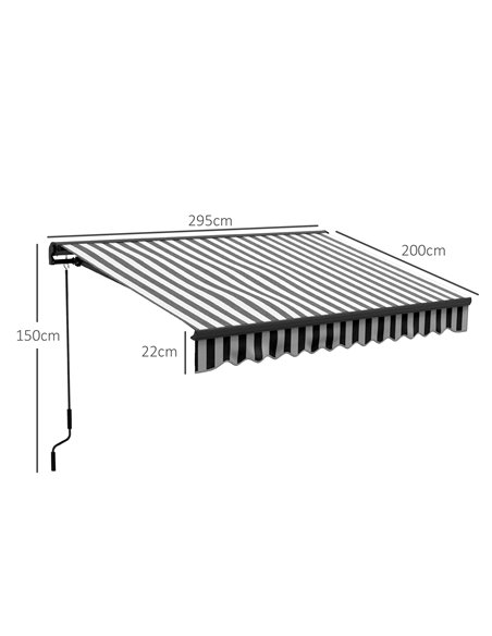 Outsunny 3 x 2m Aluminium Frame Electric Awning, Retractable Awning Sun Canopies for Patio Door Window, Grey and White 840-263V7 - pic 52751 | FastDaddyshop
