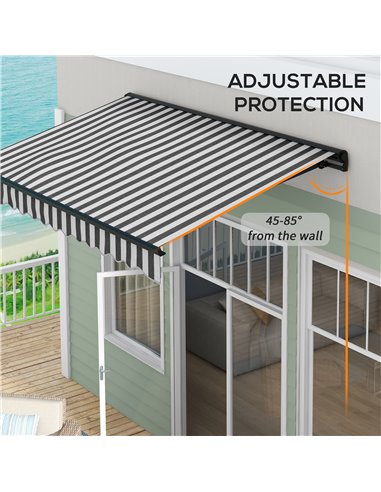 Outsunny 3 x 2m Aluminium Frame Electric Awning, Retractable Awning Sun Canopies for Patio Door Window, Grey and White 840-263V7