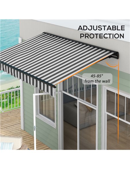 Outsunny 3 x 2m Aluminium Frame Electric Awning, Retractable Awning Sun Canopies for Patio Door Window, Grey and White 840-263V7 - pic 52753 | FastDaddyshop