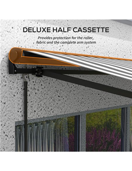 Outsunny 3 x 2m Aluminium Frame Electric Awning, Retractable Awning Sun Canopies for Patio Door Window, Grey and White 840-263V7 - pic 52755 | FastDaddyshop
